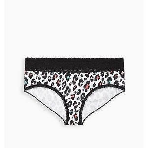 Charcoal Grey Leopard Wide Lace Cotton Cheeky Panty